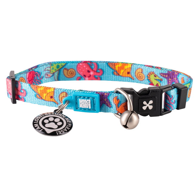 Max&Molly GOTCHA! Smart ID Cat Collar Ocean - colorful collar for cats with a smart Tag pendant