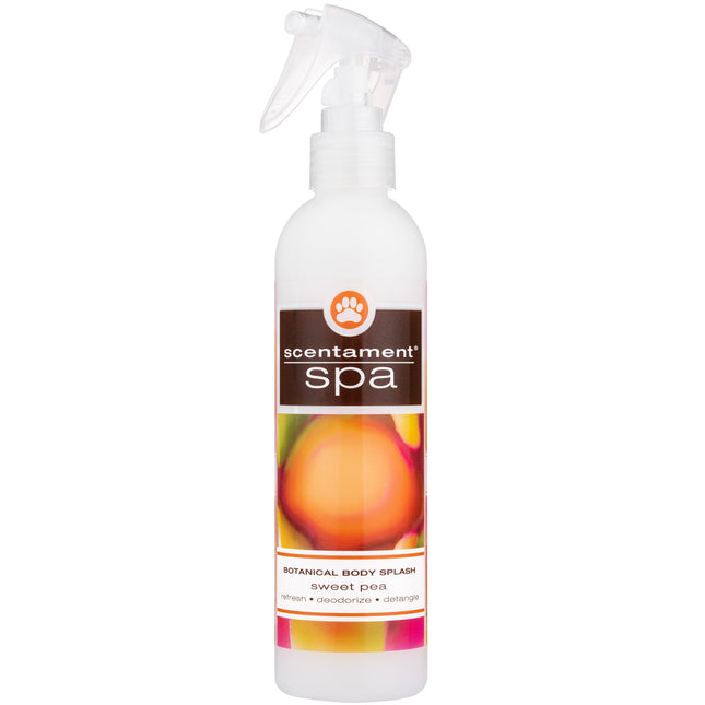 Best Shot Scentament Spa Sweet Pea Spray - anti-static scented conditioner that makes it easier to detangle fur, with the fragrance of sweet pea.