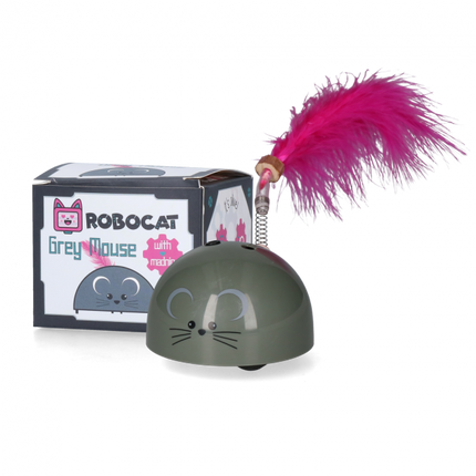 Robocat Mouse - interactive mouse for cats, with feather, motion sensor, and madnip addition