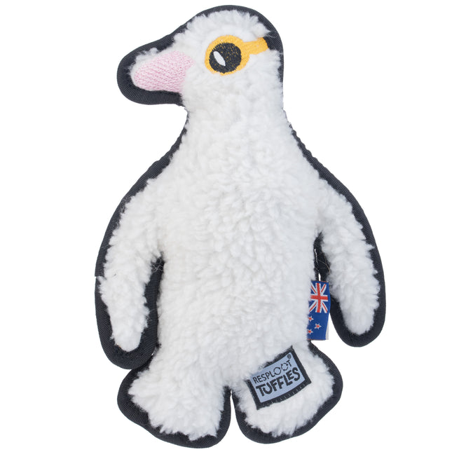 Resploot Tuffles Penguin - durable dog toy, penguin made from recycled materials, with a squeaker