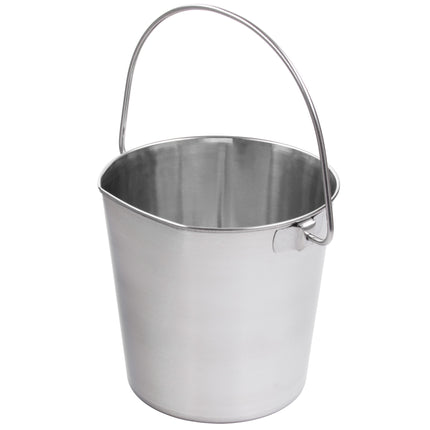 Show Tech Pail Flat Side - stainless steel bucket with a flat side, for cages - 1.9L