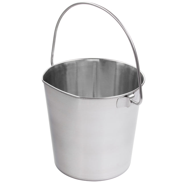 Show Tech Pail Flat Side - stainless steel bucket with a flat side, for cages - 1.9L