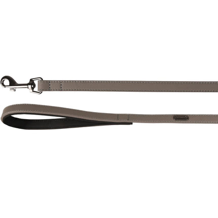 Flamingo Leash Binti Grey - leather dog leash, neoprene padded handle, width 15mm