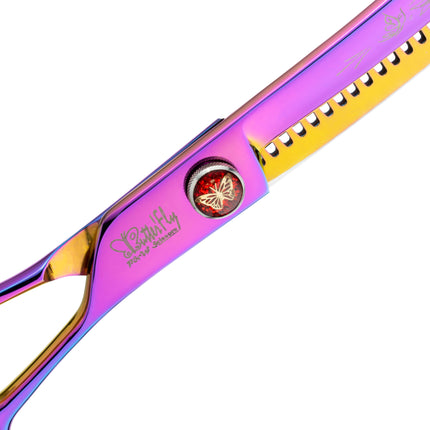 P&W ButterFly Curved Chunkers - professional grooming thinning shears, curved - 32 teeth