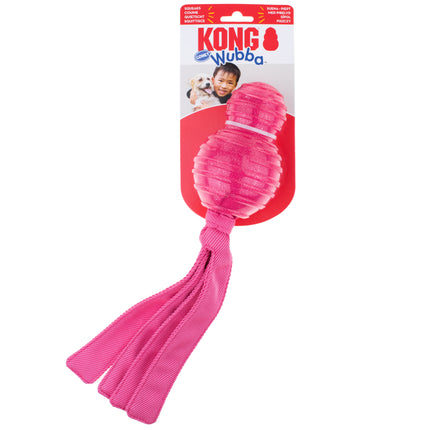 KONG Wubba Comet - reinforced fetch toy for dogs, squeaky toy with tassels