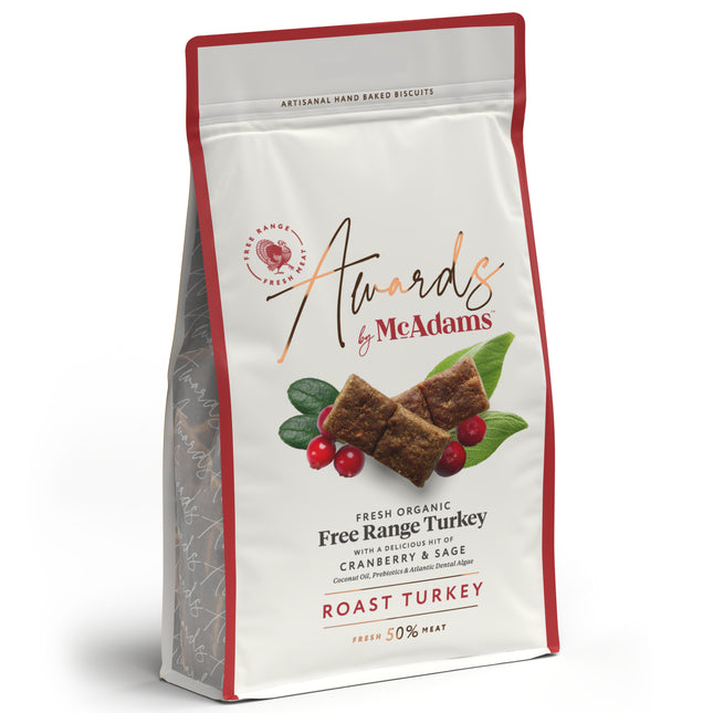 McAdams Awards Roast Turkey - artisanal soft treats for dogs, organic turkey, cranberry, and sage