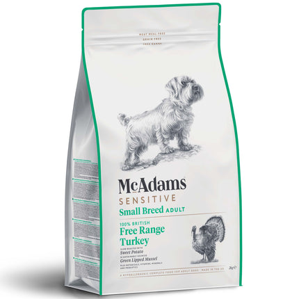 McAdams Sensitive Small Breed Free Range Turkey - baked food with turkey for small breed dogs