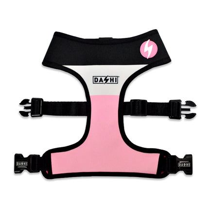 Dashi Stripes Pink & Black Neo Mesh Harness - non-choking, reversible dog harness made of neoprene, stripes