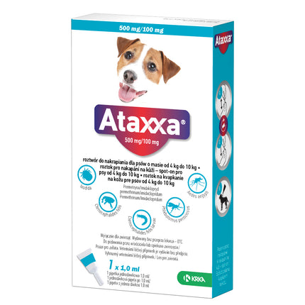 Ataxxa 500mg/100mg - drops for fleas, ticks, and mosquitoes for dogs weighing