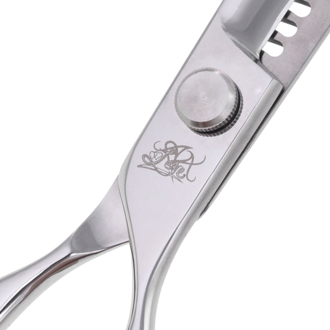 P&W AA Love Curved Chunker - professional curved thinning shears with micro-serration, 21 teeth