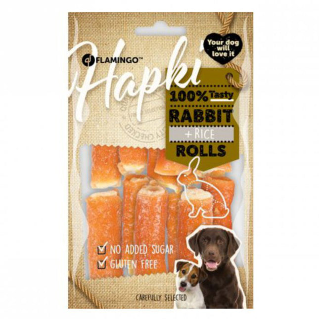 Flamingo Hapki Rabbit Rolls - dog treats, rolls with rabbit and rice