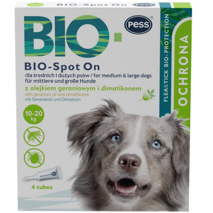 Pess Bio - Spot On Geranium Oil - natural drops for fleas and ticks for medium and large dogs