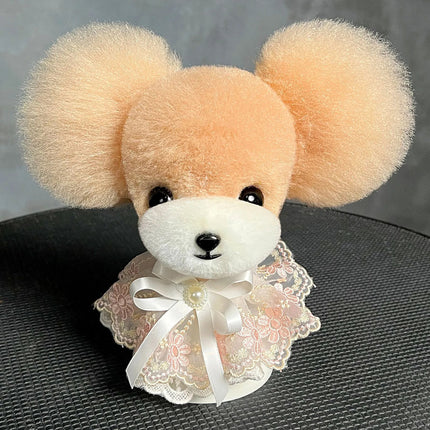 Mr. Jiang Standing Ears Teddy Head Hair - interchangeable fur for Teddy grooming head, with standing ears, beige with a snout