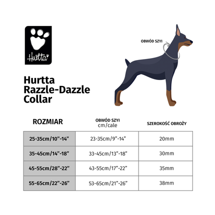 Hurtta Razzle - Dazzle Collar Beetroot - adjustable dog collar - 55 - 65cm