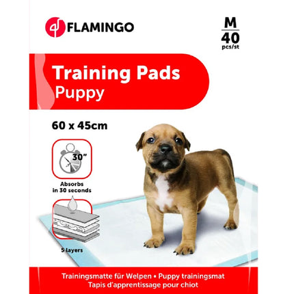 Flamingo Training Pads M (60x45cm) - dog training pads for housebreaking, 5-layer - 40 pieces