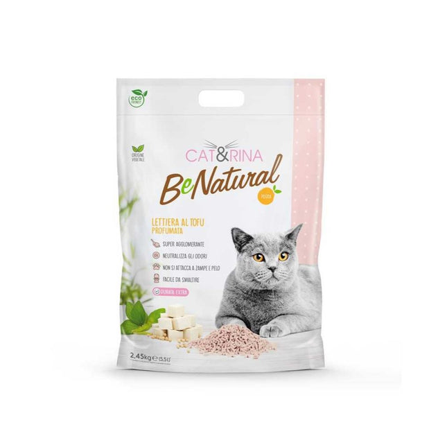 Cat&Rina BeNatural Tofu Litter - plant-based scented cat litter, peach, clumping, biodegradable pellets - 5.5L (2.45kg)