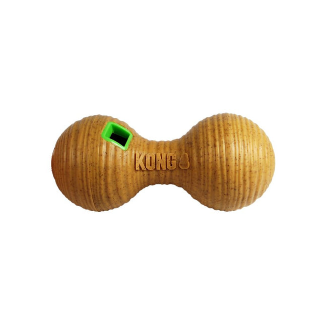 KONG Bamboo Feeder Dumbbell (20cm) - dog toy for treats, barbell