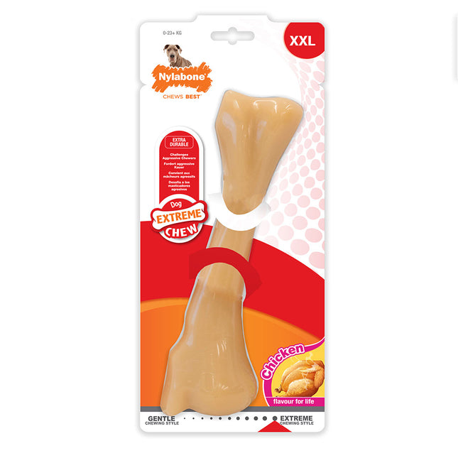 Nylabone Extreme Chicken - tough and strong chew toy for large dogs, flavored with chicken