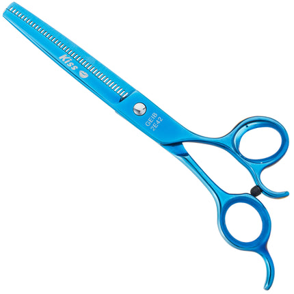 Geib Kiss Silver Blue Blender 6.5 - single-sided thinning shears for groomers, blue finish, 42 teeth