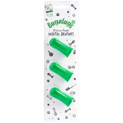 Bugalugs Finger Dental Brushes 3pcs - silicone toothbrush for dogs and cats, designed to be worn on the finger.