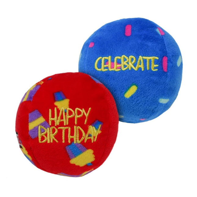 KONG Occasions Birthday Balls M (8cm) 2pcs - plush, birthday balls for dogs