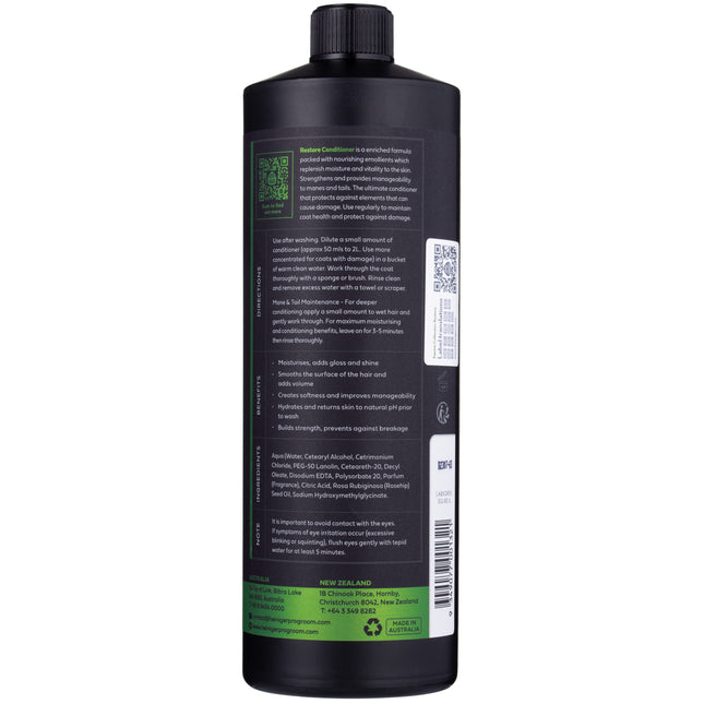 ProGroom Equine Collection Restore Conditioner - revitalizing conditioner for dry horse coat, mane, and tail, concentrate