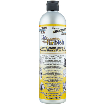 Double K Refurbish Conditioner & Detangler - conditioner for dogs and cats with long or thick fur, helps remove dead hair, concentrate