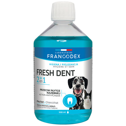 Francodex Fresh Dent 2in1 - oral hygiene liquid for dogs and cats, with pomegranate extract, water additive