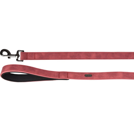 Flamingo Leash Delu Red - red dog leash made of eco-leather, padded handle, 100cm