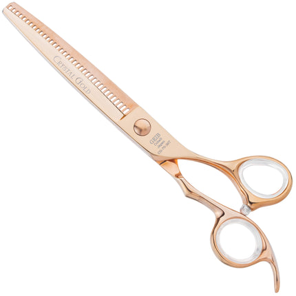 Geib Crystal Gold Shark Tooth Blender 7.0 - single-sided thinning shears in gold color, 36 teeth