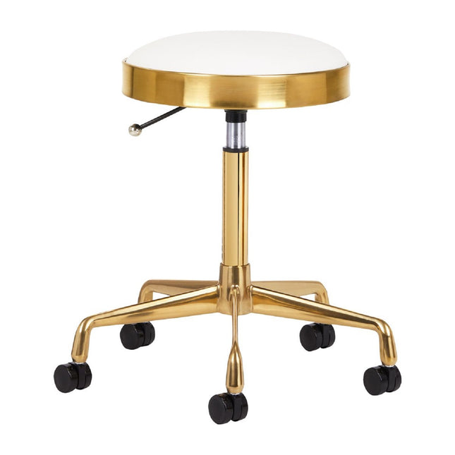 Activ H7 - gold rolling stool with height adjustment, white