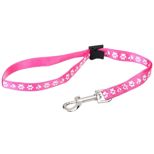 Groom Professional Amoz Pro 40cm - nylon grooming leash with white paw print design, pink, wide