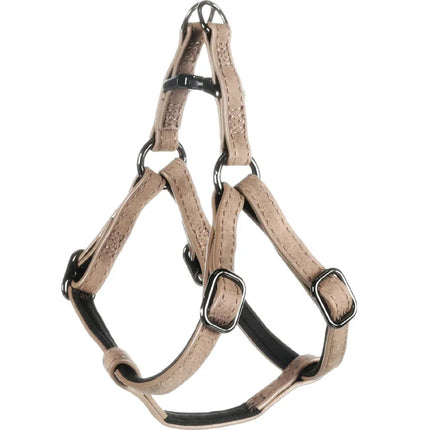 Flamingo Harness Step&Go Deluxe Taupe - step-in harness for dogs, made of eco-leather, with neoprene lining