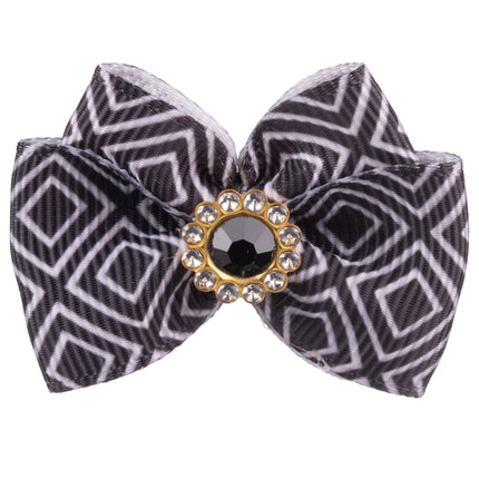 Blovi Bow Glamour handmade bow tie in geometric pattern, with decorative stone