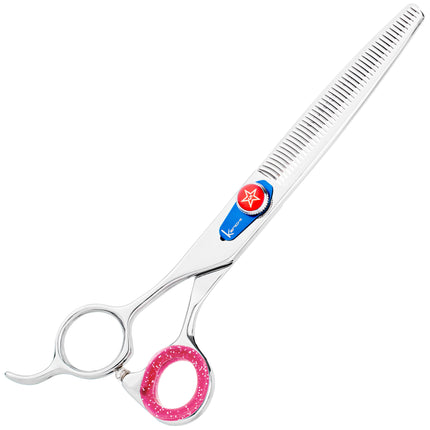 Kenchii Five Star Offset Left Blenders - grooming thinning shears for left-handed users, 46 teeth with micro-serration