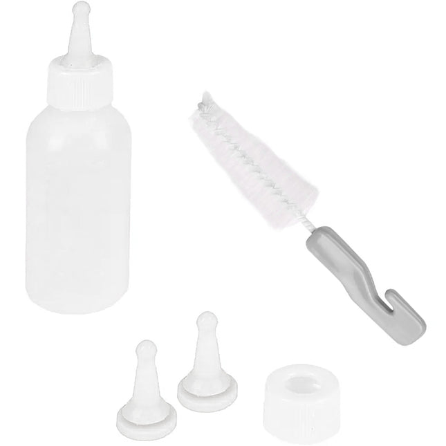 Flamingo Florence Feeding Set - bottle for feeding kittens and puppies, with 3 nipples and a brush