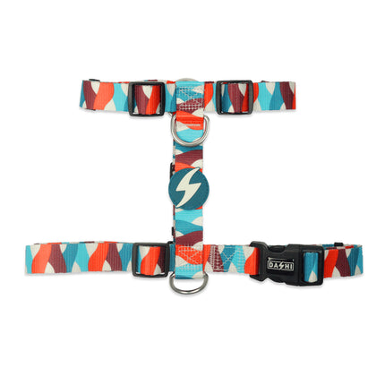 Dashi Mojo Back Harness - adjustable guard harness for dogs, colorful waves pattern