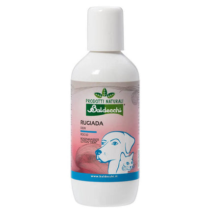 Baldecchi Rosewater Lotion Dew - cleansing preparation for pets' faces, paws, and intimate areas, with rose water.