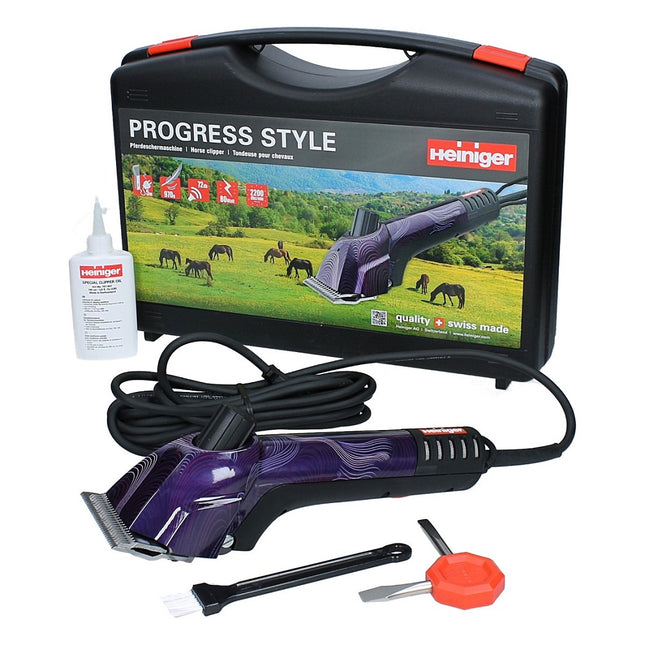 Heiniger Progress Style 80W - powerful, professional clipper for horses and cattle, with a complete set of blades 31/15