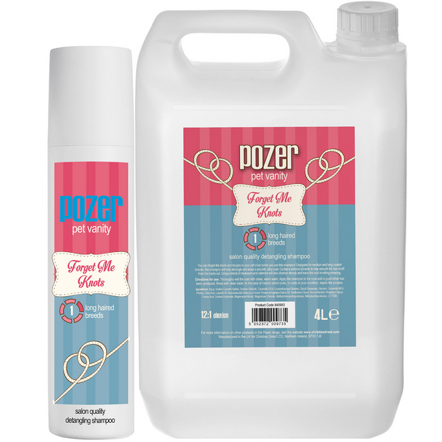 Pozer Forget Me Knots Shampoo - smoothing and detangling shampoo for medium and long-haired breeds, concentrate 1:12