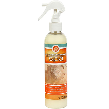 Best Shot Scentament Spa Exotic Island Spray - anti-static scented conditioner that makes it easier to detangle fur, with a tropical fruit scent.