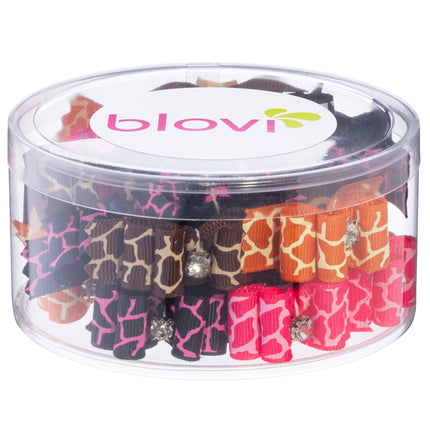 Blovi Bows Wild Glam 25 pcs - elegant bows for dogs in leopard print, with a rhinestone, on an elastic band