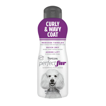 Tropiclean Perfect Fur Curly & Wavy Coat Shampoo - shampoo for thick, curly dog fur