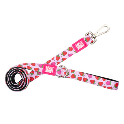 Max&Molly Short Leash Strawberry Dream - colorful urban leash for dogs, strawberry pattern, 120cm