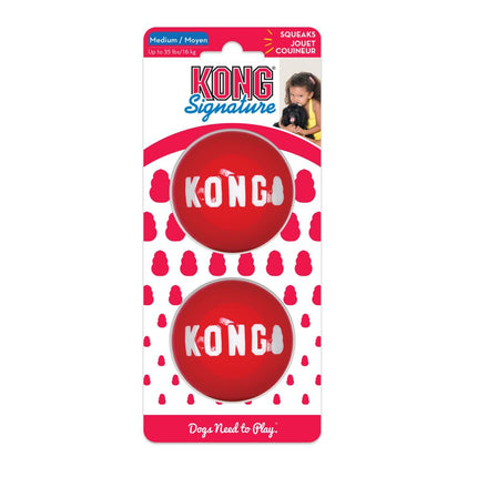 KONG Signature Ball M (6cm) - smooth, rubber ball for dogs, with a squeaker