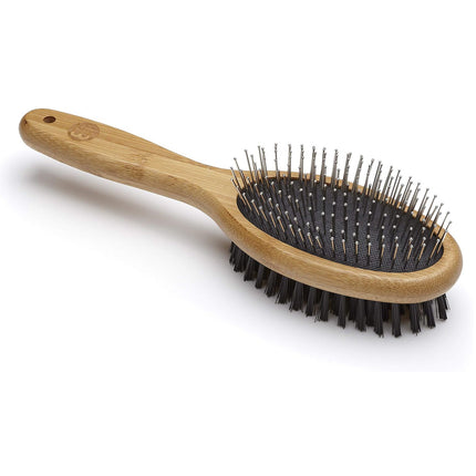 Mikki Bamboo Combi Brush - 2-in-1 bamboo brush with nylon bristles and metal pins