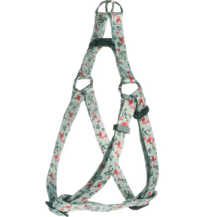 Flamingo Harness Step&Go Samar Light - step-in harness for dogs, nylon, flamingo pattern, leaves, light green