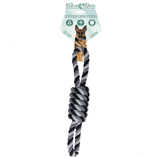 Holland Dental Floss Toss Extreme Rope Tugger - tug toy for large dogs, 2 loops made of dental floss.