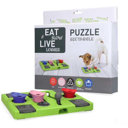 Eat Slow Live Longer Puzzle Rectangle - dog intelligence toy, rectangular