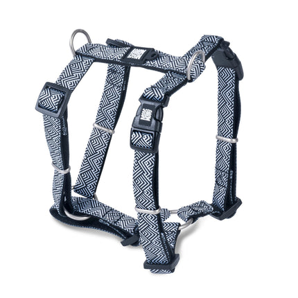 Max&Molly H - Mykonos Black Harness - black and white adjustable harness for dogs and puppies